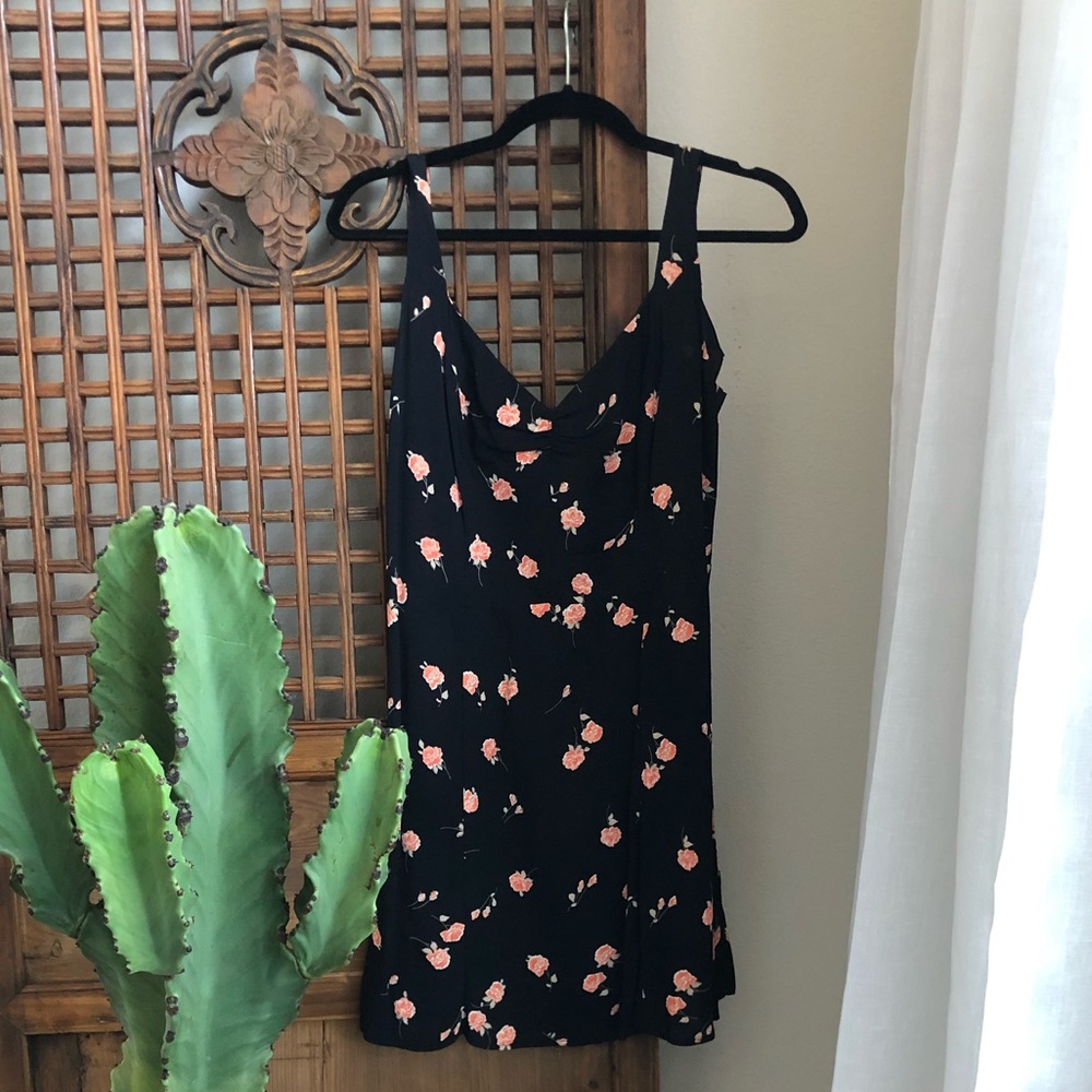 Black floral reformation dress size 10